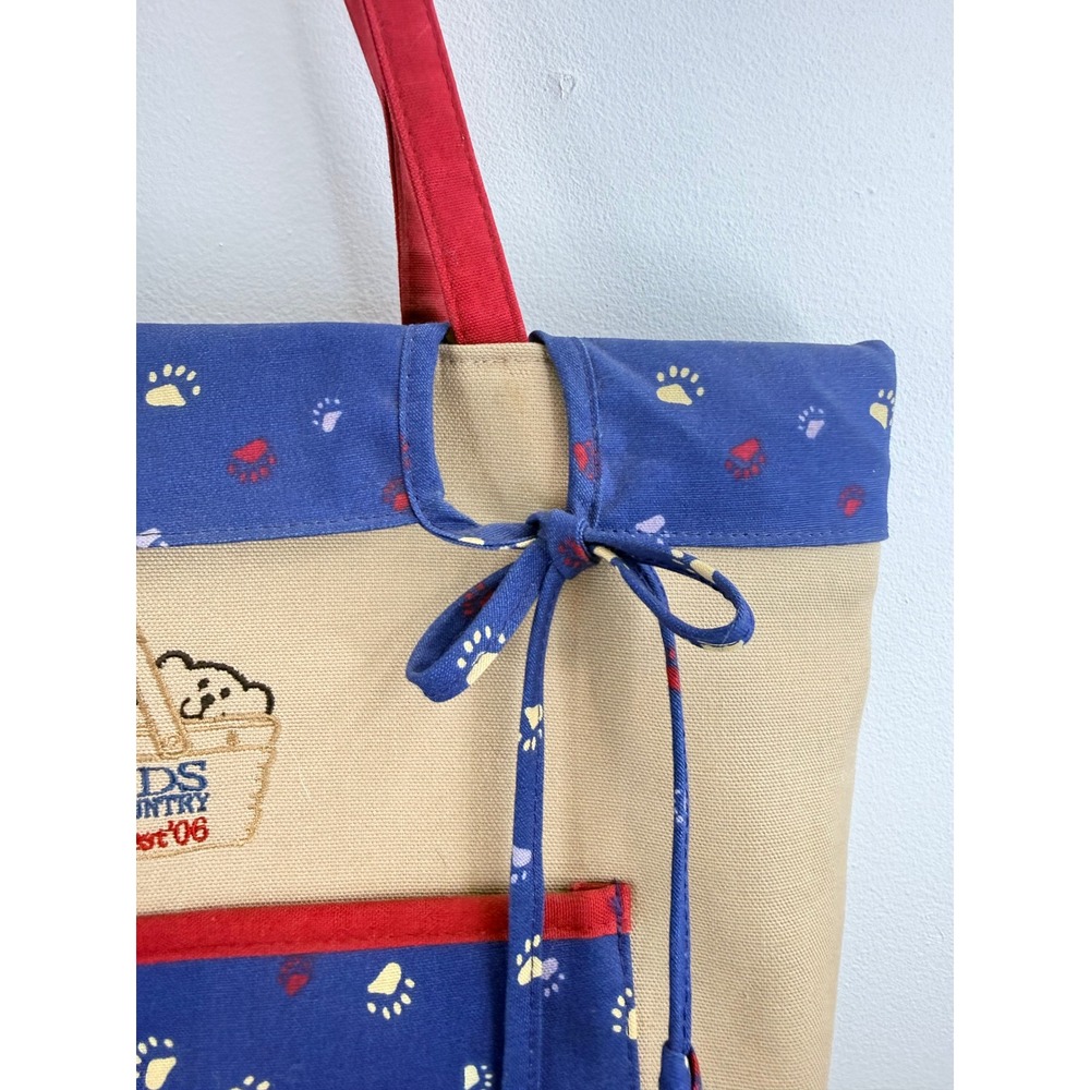 Boyds Bearcountry Basket Fest 06 Canvas Tote Bag Red Paw‎ Print Handles - Picture 6 of 9